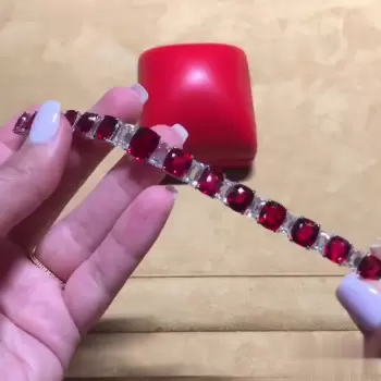 Cushion Cut Ruby & White Sapphire Bracelet