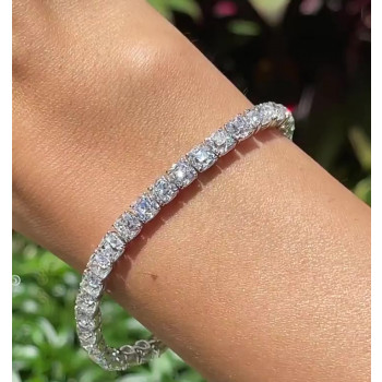 15ctw Cushion Cut White Sapphire Tennis Bracelet