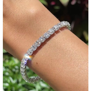 15ctw Cushion Cut White Sapphire Tennis Bracelet