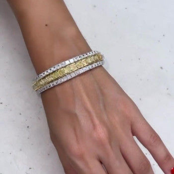 Princess Cut Yellow Sapphire Bangle Bracelet