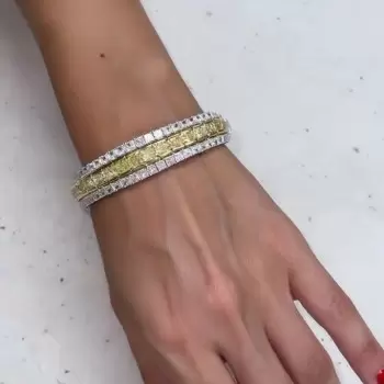 Princess Cut Yellow Sapphire Bangle Bracelet