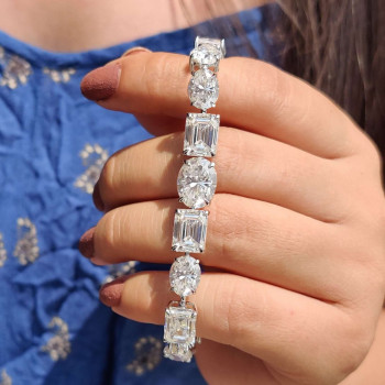 18ctw Oval and Emerald Cut White Sapphire Bracelet