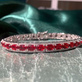 18ctw Cushion Cut Ruby Three-row Bracelet