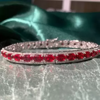 18ctw Cushion Cut Ruby Three-row Bracelet