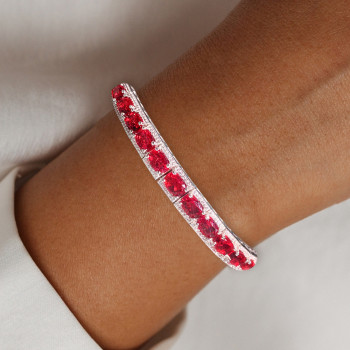 18ctw Cushion Cut Ruby Three-row Bracelet