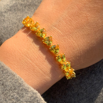 16ctw Heart Cut Yellow Sapphire Tennis Bracelet in Gold Tone