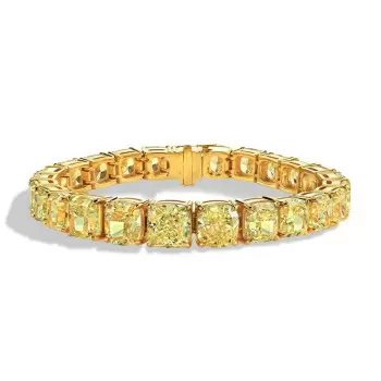 74ctw Cushion Cut Yellow Sapphire Bracelet in Gold