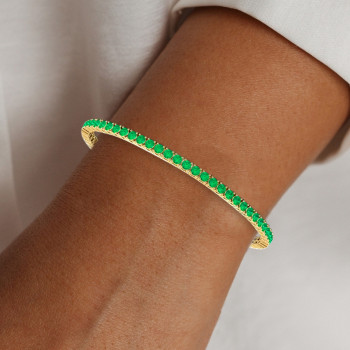 4mm Width Round Cut Emerald Tennis Bracelet in Gold