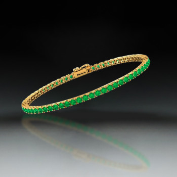 4mm Width Round Cut Emerald Tennis Bracelet in Gold