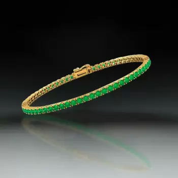 4mm Width Round Cut Emerald Tennis Bracelet in Gold