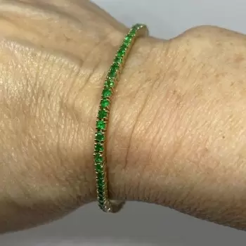 4mm Width Round Cut Emerald Tennis Bracelet in Gold