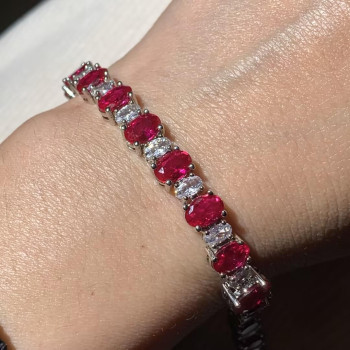 21ctw Oval Cut Ruby Tennis Bracelet