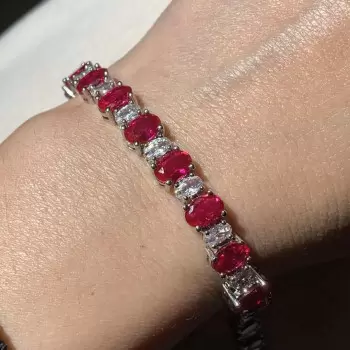 21ctw Oval Cut Ruby Tennis Bracelet