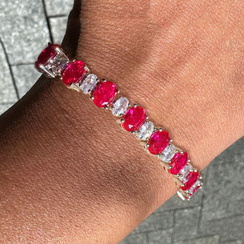 21ctw Oval Cut Ruby Tennis Bracelet