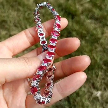 21ctw Oval Cut Ruby Tennis Bracelet