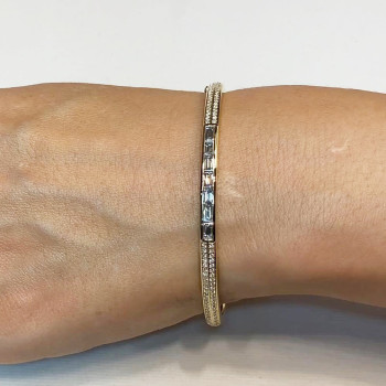 Baguette Cut White Sapphire Tennis Bangle