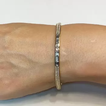 Baguette Cut White Sapphire Tennis Bangle