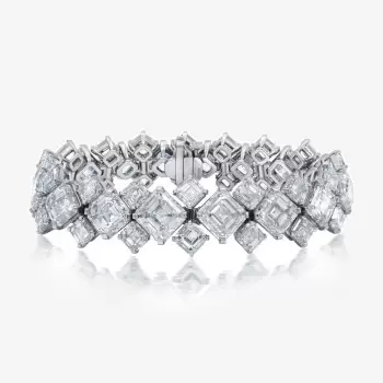 43.7ctw Asscher Cut White Sapphire Bracelet
