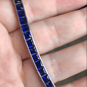 22.5ctw Princess Cut Blue Sapphire Tennis Bracelet