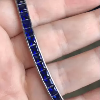 22.5ctw Princess Cut Blue Sapphire Tennis Bracelet