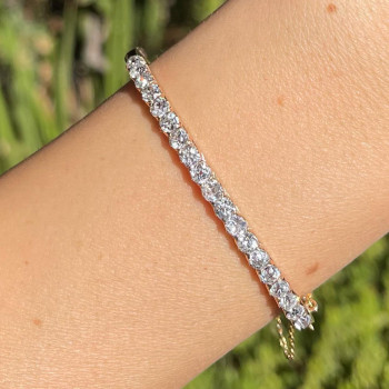 4.5ctw Round Cut White Sapphire Tennis Bangle Bracelet