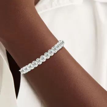 30ctw Round Cut White Sapphire Tennis Bangle Bracelet