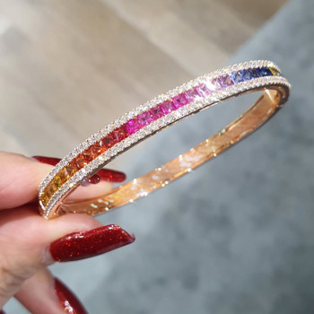 14ctw Rainbow Sapphire Tennis Bangle Bracelet