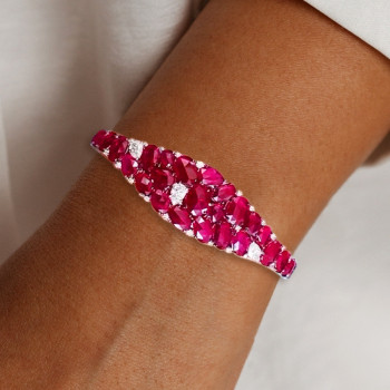 13ctw Oval Cut Ruby Nature Inspired Bangle Bracelet