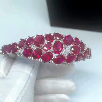 Nature Inspired 13ctw Ruby Bangle Bracelet