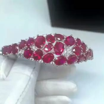 Nature Inspired 13ctw Ruby Bangle Bracelet