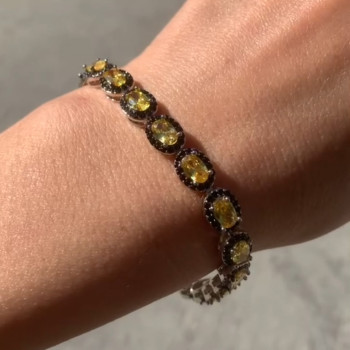 Halo Yellow Sapphire Unisex Tennis Bracelet