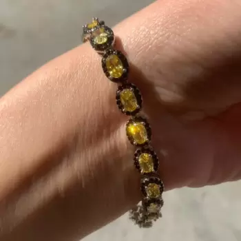 Halo Yellow Sapphire Unisex Tennis Bracelet