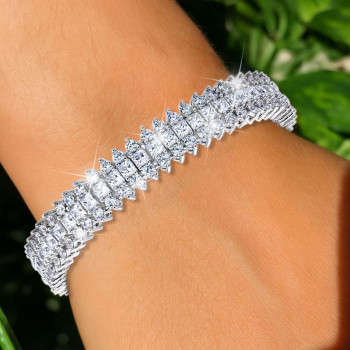 14.5ctw Radiant Cut White Sapphire Tennis Bracelet