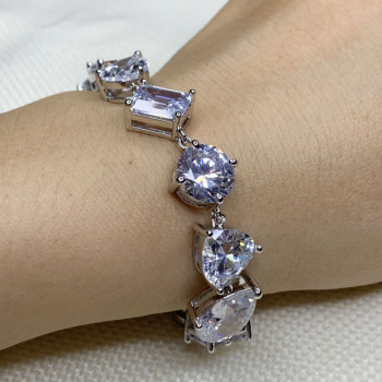 73ctw Multicul-Cut White Sapphire Statement Bracelet