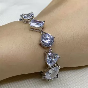 73ctw Multicul-Cut White Sapphire Statement Bracelet