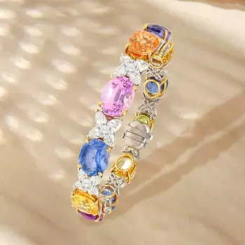 30ctw Oval Cut Multi-Color Sapphire Statement Bracelet