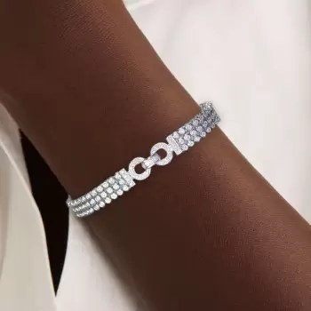 Bezal-Set Round Cut White Sapphire Statement Bracelet