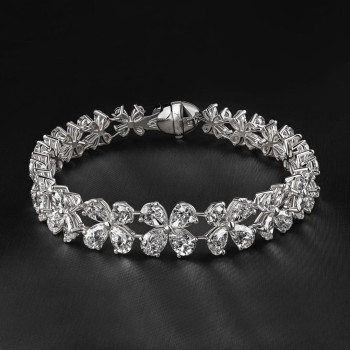 16ctw Pear Cut White Sapphire Floral Bracelet