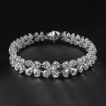 16ctw Pear Cut White Sapphire Floral Bracelet
