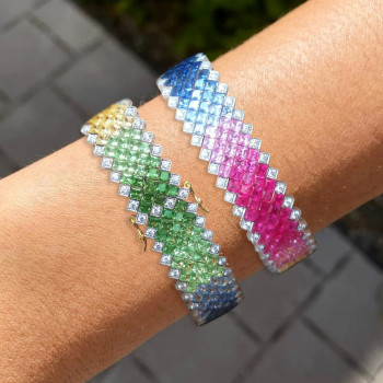 38ctw Multicolor Sapphire Five-Row Rainbow Bracelet