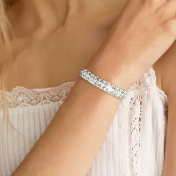 45ctw Asscher Cut White Two Row Bracelet