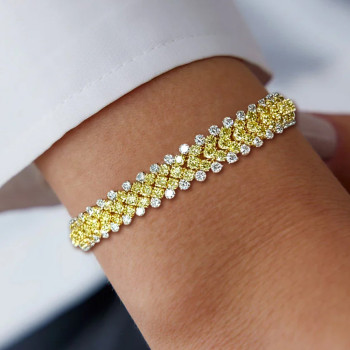 20ctw Round Cut Yellow and White Sapphire Tennis Bracelet