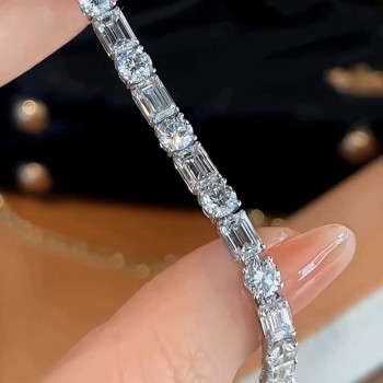 14ctw Round and Emerald Cut Tennis Bracelet