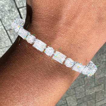 14ctw Round and Emerald Cut Tennis Bracelet