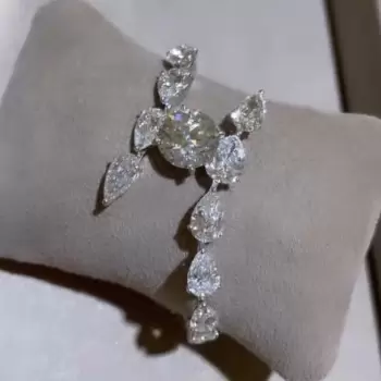 30ctw Round and Pear Cut White Sapphire Bangle