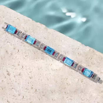 40ctw Art Deco Style Aquamarine Statement Bracelet