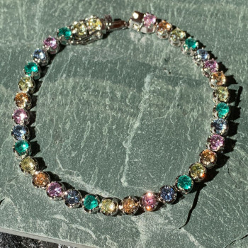 Round Cut Multicolor Sapphire Tennis Bracelet