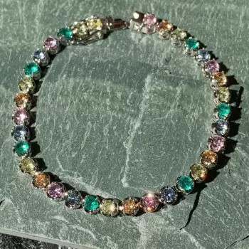 Round Cut Multicolor Sapphire Tennis Bracelet