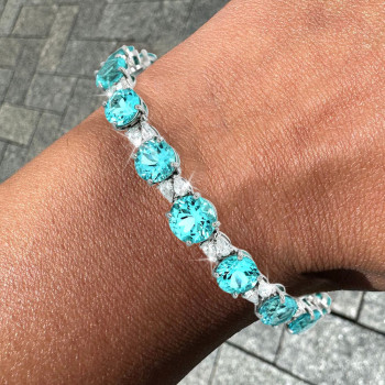 30ctw Round Cut Paraiba Tourmaline Bracelet