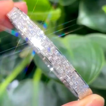 16ctw Baguette Cut White Sapphire Unisex Bangle